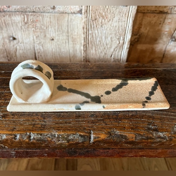 Butter Server / Sled LEN LINDSAY Signed Stoneware Glazed Pottery Vintage 80s - Picture 1 of 11